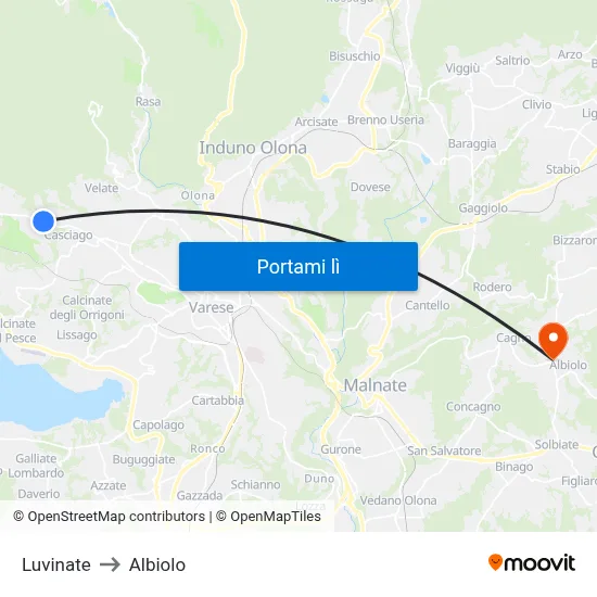 Luvinate to Albiolo map