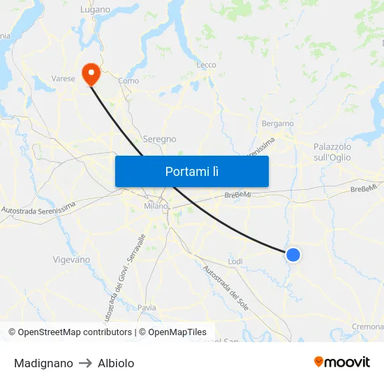 Madignano to Albiolo map