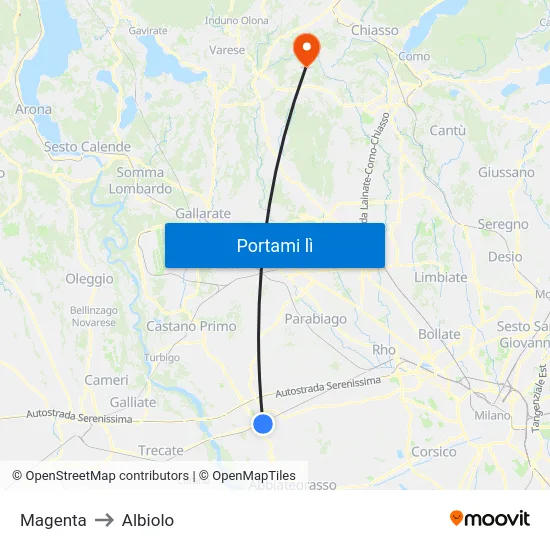 Magenta to Albiolo map