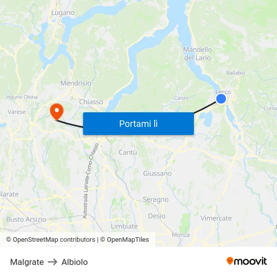 Malgrate to Albiolo map