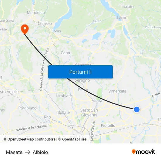 Masate to Albiolo map