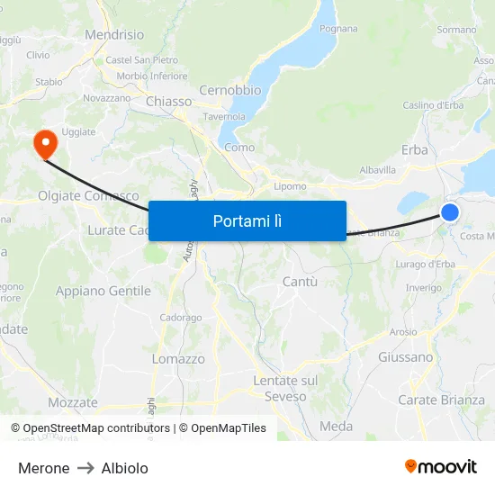 Merone to Albiolo map