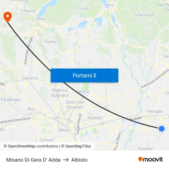 Misano Di Gera D' Adda to Albiolo map