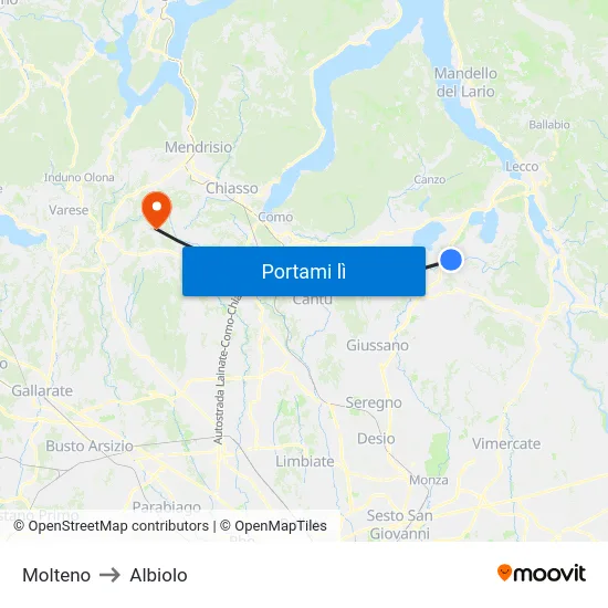 Molteno to Albiolo map