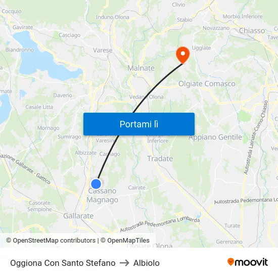 Oggiona Con Santo Stefano to Albiolo map