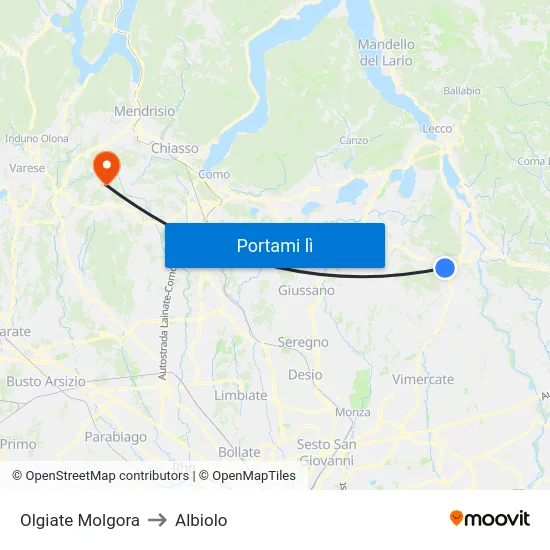 Olgiate Molgora to Albiolo map