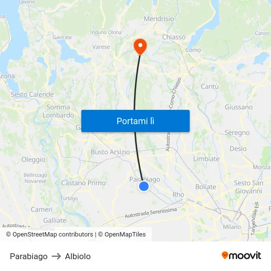 Parabiago to Albiolo map