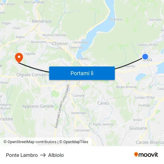 Ponte Lambro to Albiolo map