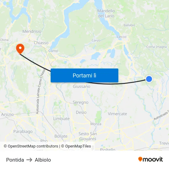 Pontida to Albiolo map