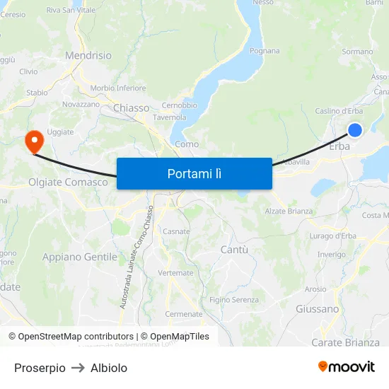 Proserpio to Albiolo map