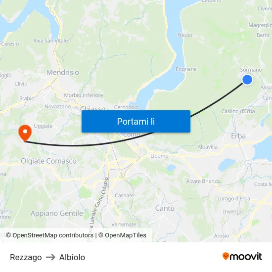 Rezzago to Albiolo map