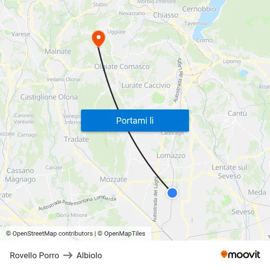 Rovello Porro to Albiolo map