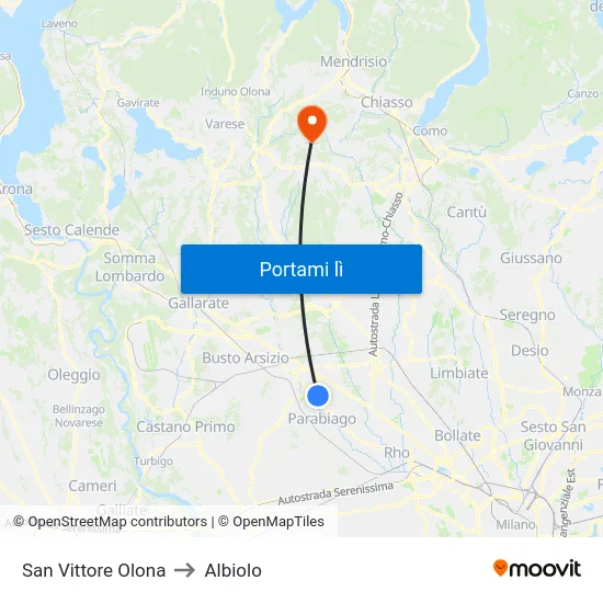 San Vittore Olona to Albiolo map