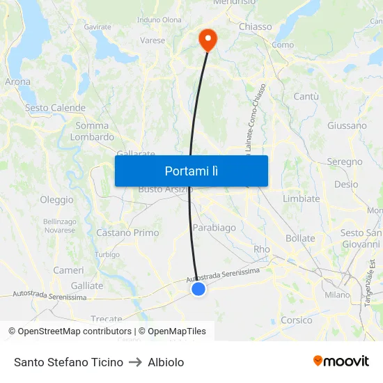 Santo Stefano Ticino to Albiolo map