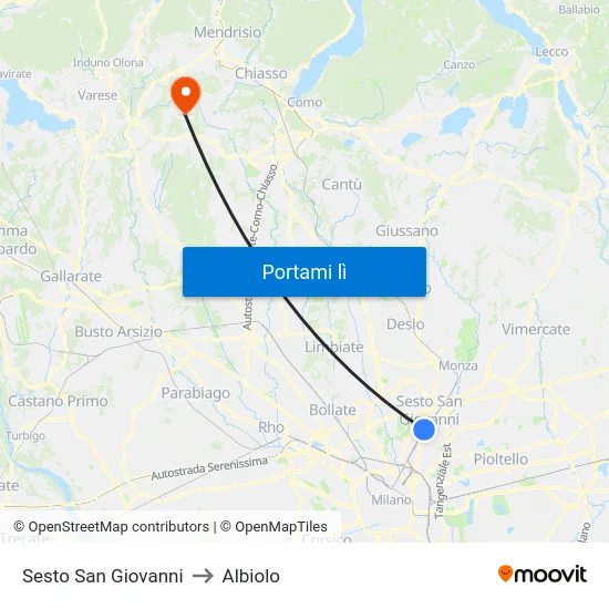 Sesto San Giovanni to Albiolo map