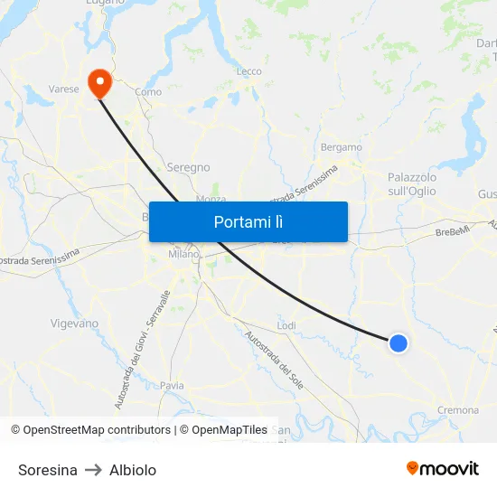 Soresina to Albiolo map