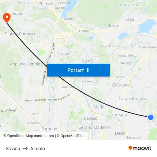 Sovico to Albiolo map