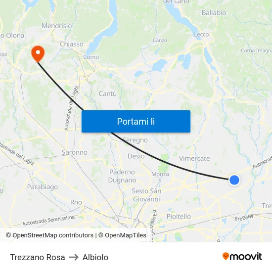 Trezzano Rosa to Albiolo map