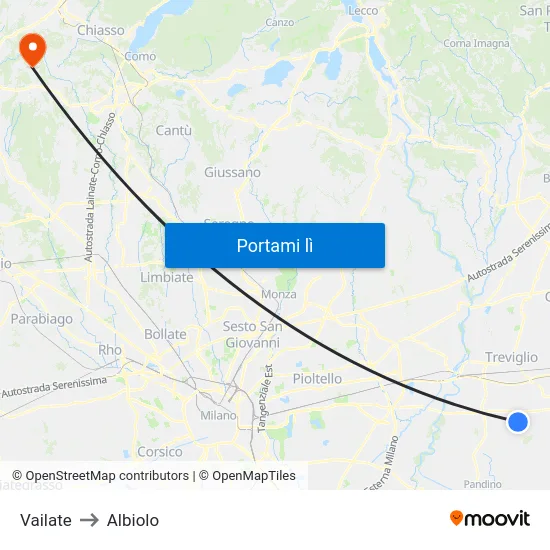 Vailate to Albiolo map