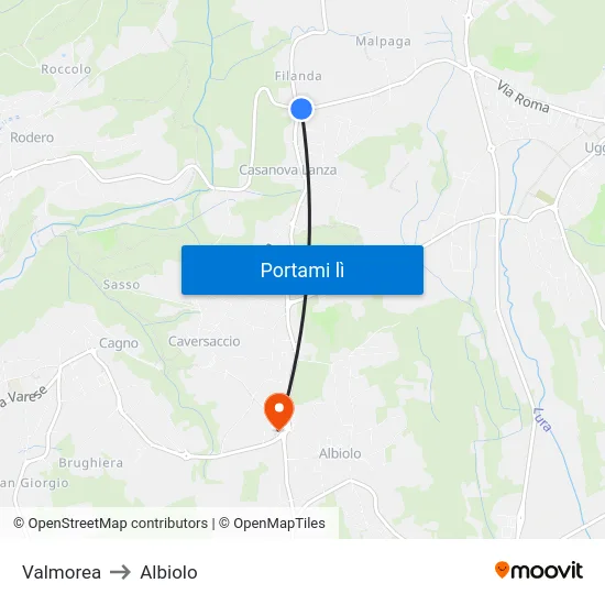 Valmorea to Albiolo map