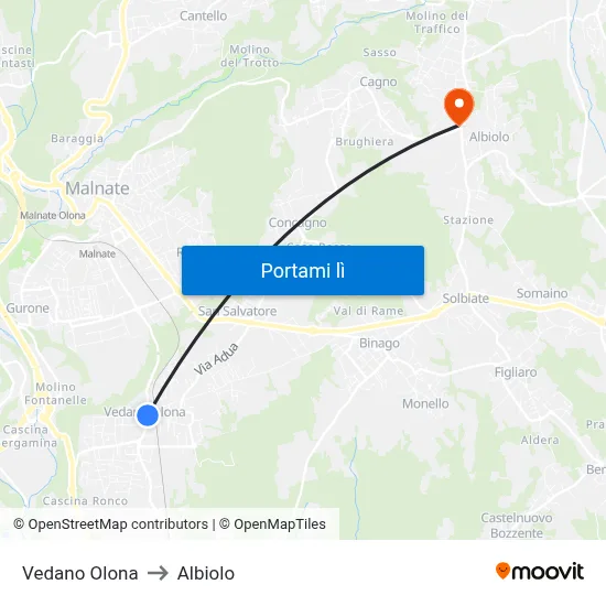 Vedano Olona to Albiolo map