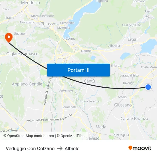 Veduggio Con Colzano to Albiolo map