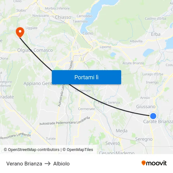 Verano Brianza to Albiolo map