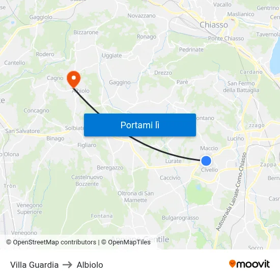 Villa Guardia to Albiolo map