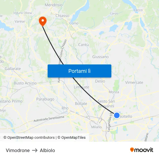 Vimodrone to Albiolo map