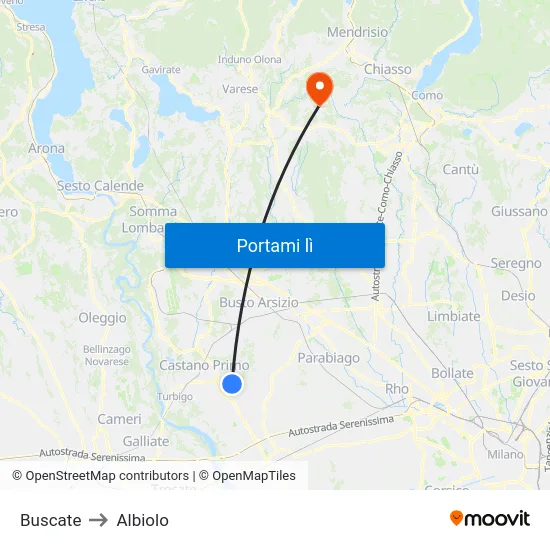 Buscate to Albiolo map