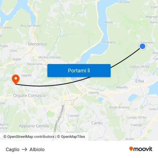 Caglio to Albiolo map