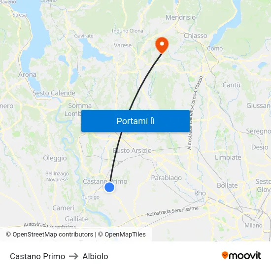 Castano Primo to Albiolo map