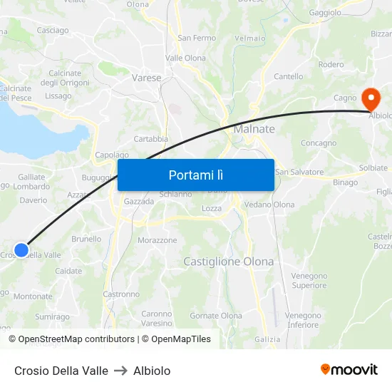 Crosio Della Valle to Albiolo map