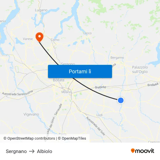 Sergnano to Albiolo map