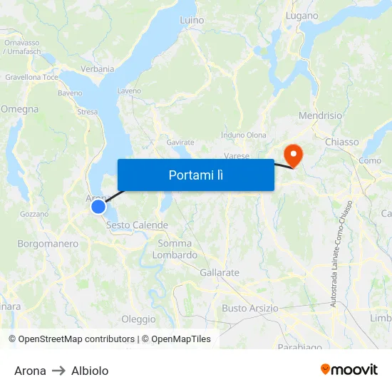 Arona to Albiolo map