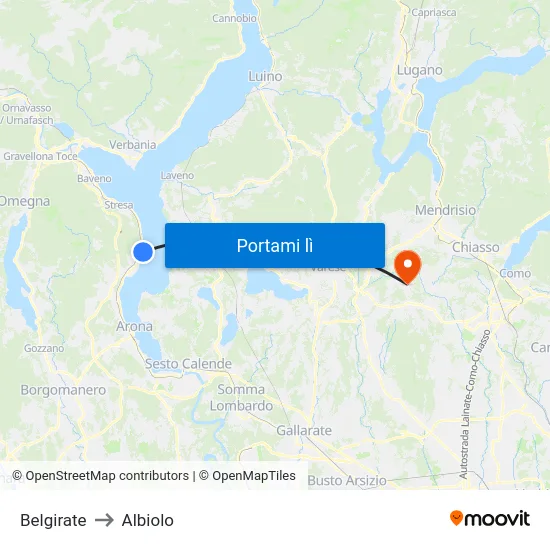Belgirate to Albiolo map