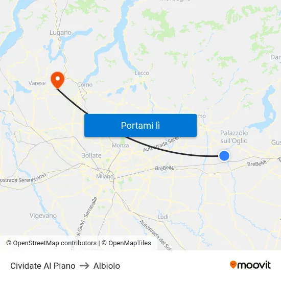 Cividate Al Piano to Albiolo map