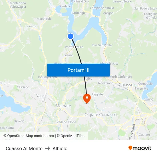 Cuasso Al Monte to Albiolo map