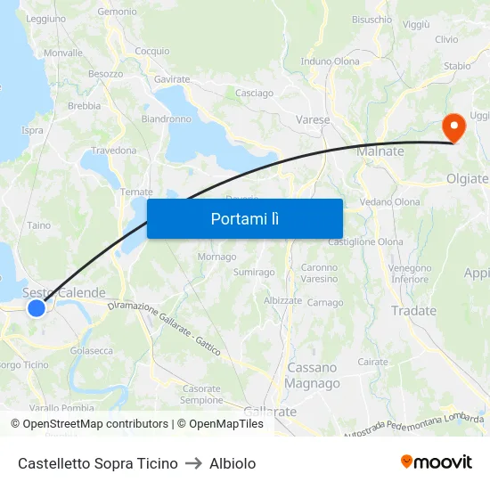 Castelletto Sopra Ticino to Albiolo map