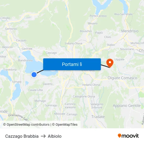 Cazzago Brabbia to Albiolo map