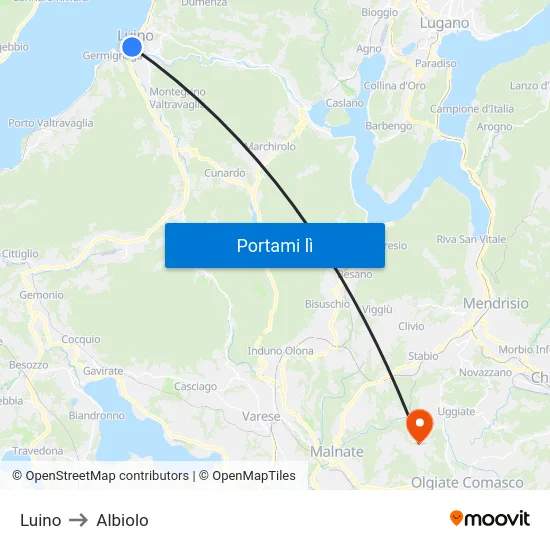 Luino to Albiolo map