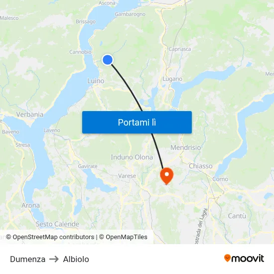 Dumenza to Albiolo map