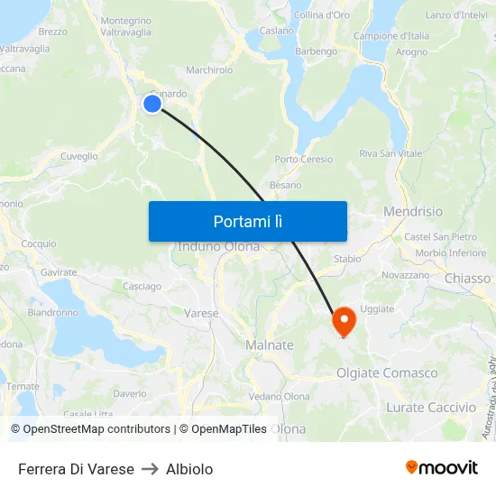 Ferrera Di Varese to Albiolo map