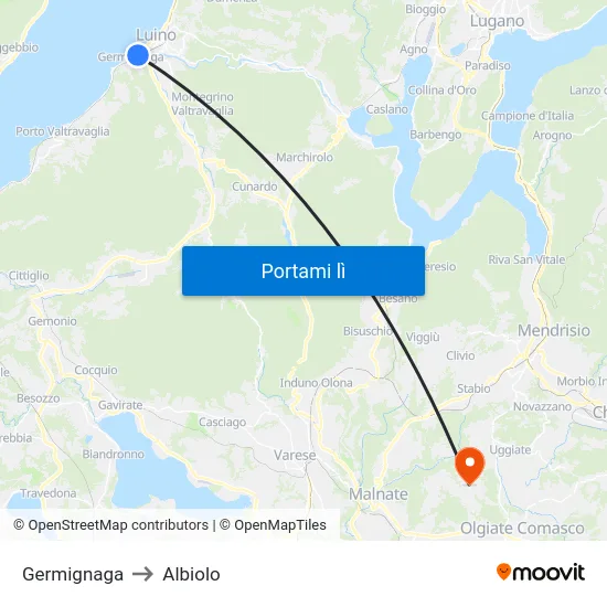 Germignaga to Albiolo map