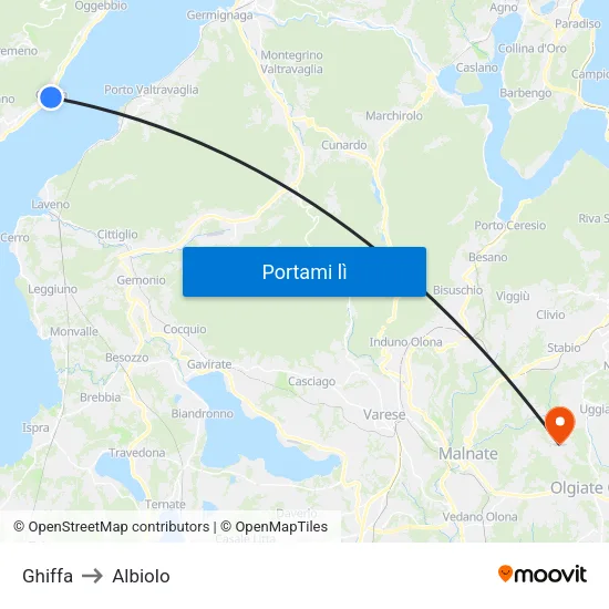 Ghiffa to Albiolo map