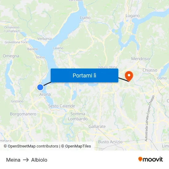 Meina to Albiolo map