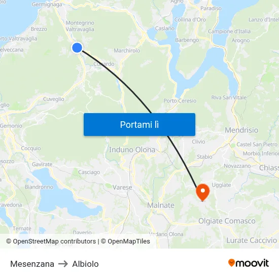 Mesenzana to Albiolo map