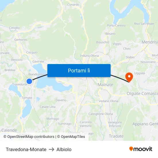 Travedona-Monate to Albiolo map