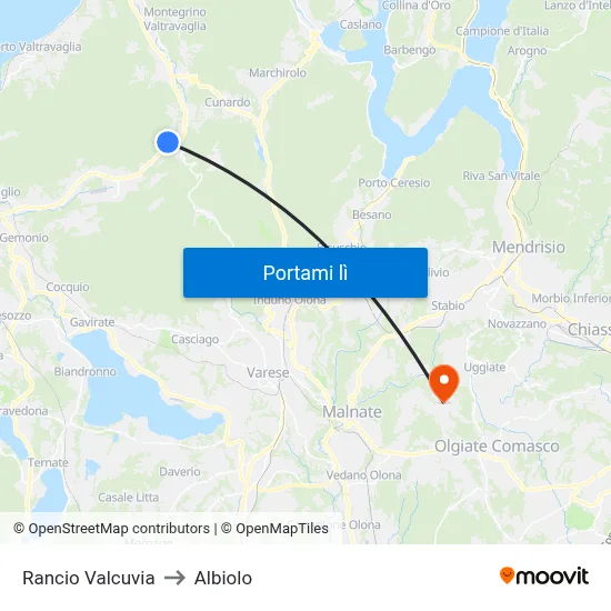 Rancio Valcuvia to Albiolo map