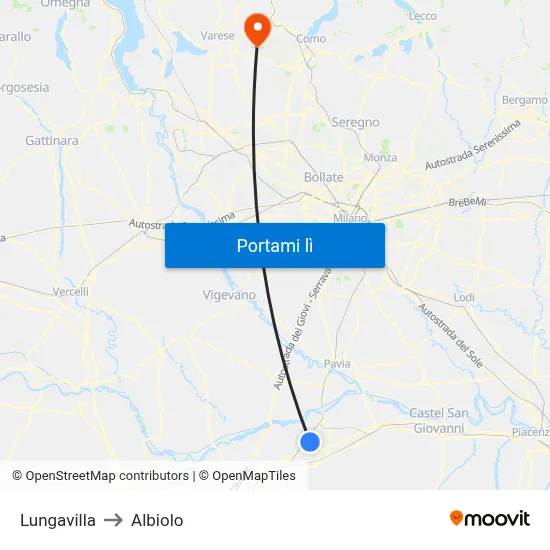 Lungavilla to Albiolo map
